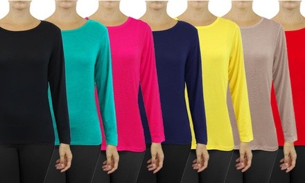 Women's Lightweight Long-Sleeve Stretch Tee (3-Pack) (XS-S)