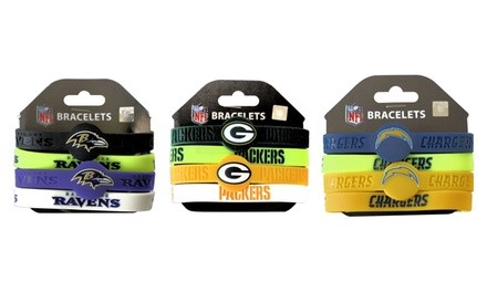 Aminco NFL Silicone Rubber Wrist Band Bracelet (4-Pack)