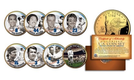 Yankees legends 24K Gold-Plated Quarter Coin Set (8-Piece)