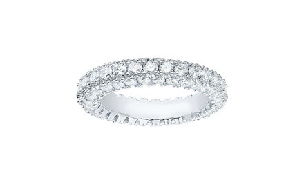 Three Row Studded CZ Eternity Band Ring