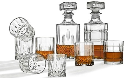 Godinger Studio Diamond Whiskey Decanter Sets (5- or 7-Piece)