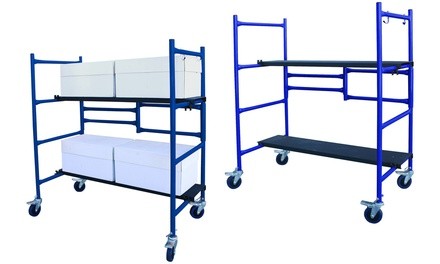 Pro-Series Steel Blue Roll & Fold 4' Mini Scaffold with 250 lb. Load Capacity