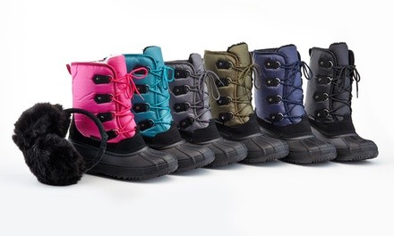 Snow Tec Women's Waterproof Snow Boots with Free Earmuffs