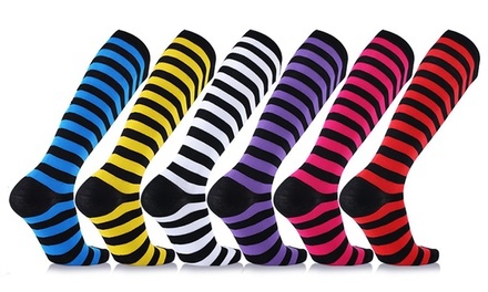 XTF Striped Compression Socks for Men and Women (6 Pairs)