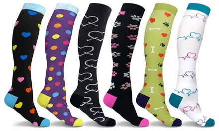 DCF Unisex Fun and Patterned Knee-High Compression Socks (3-Pairs)