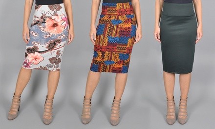 Bella Flore Women's High-Waist Pencil Skirt. Plus Sizes Available.