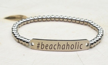 Stainless Steel Beaded Hashtag Bracelet by Pink Box