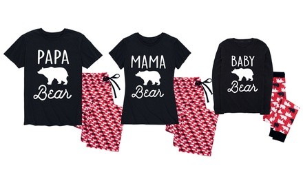 Family Matching Pajama Sets in Papa Bear, Mama Bear, and Little Bear Prints