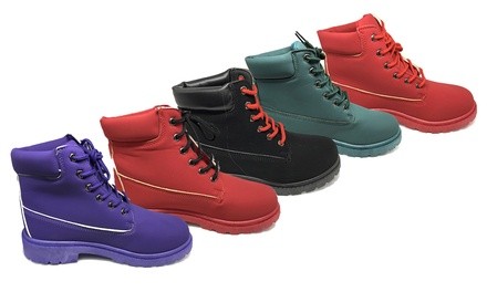 Women's Colored Water Resistant Combat Boots